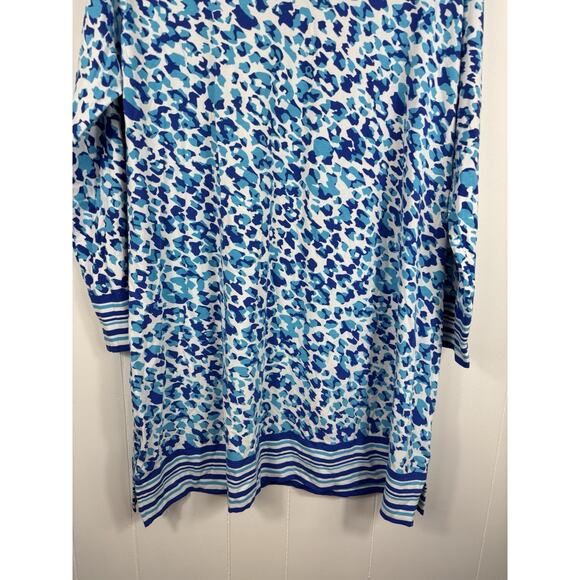 Coolibar Womens Oceanside Midi Dress XL Shift UPF 50+ Blue Geometric Print - Picture 2 of 8